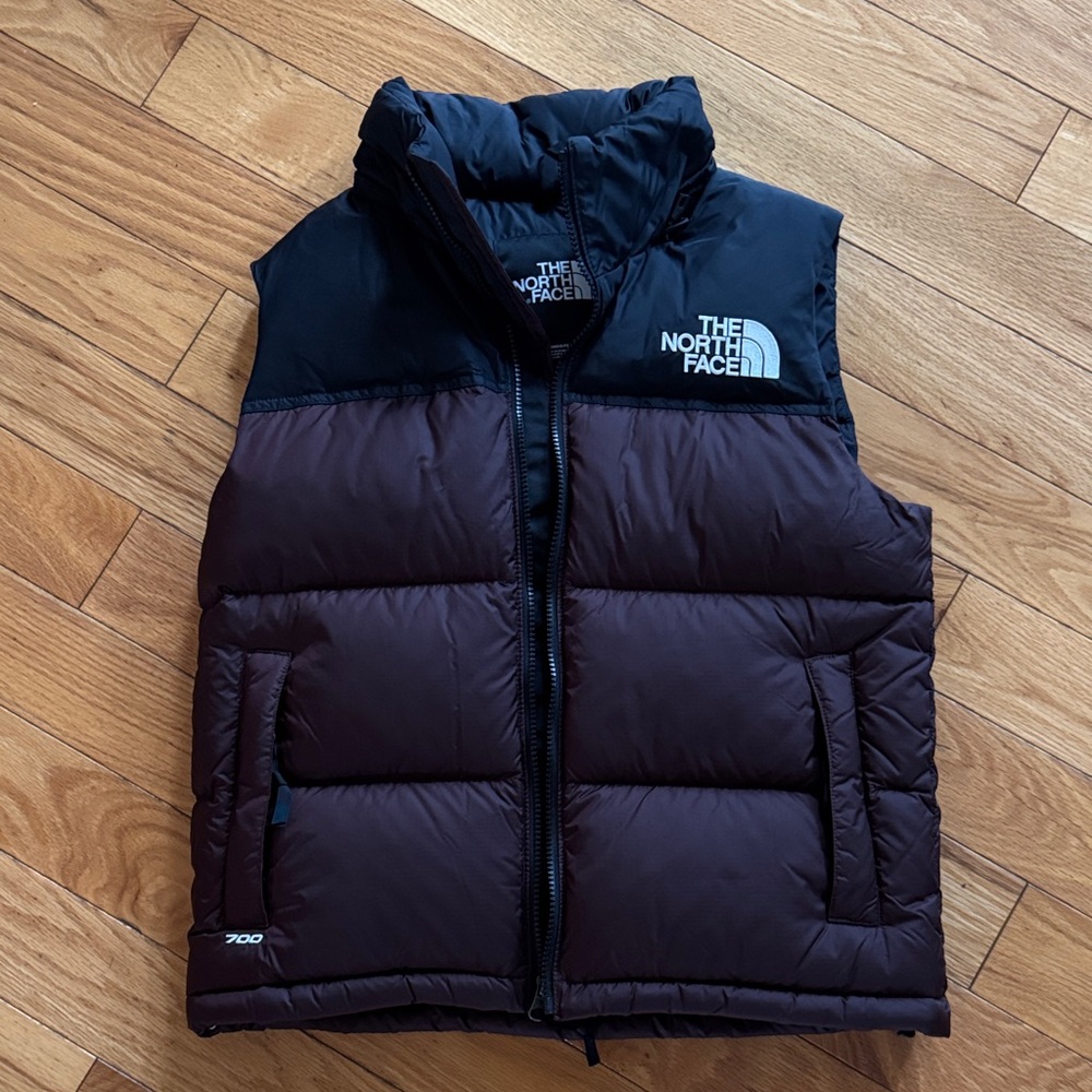 The North Face Black and Dark Brown Puffer Vest